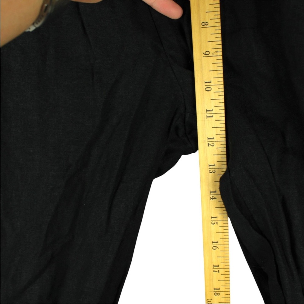 Quince 100% Linen Cropped Straight Leg Pants Womens Medium 32x26 Black Casual - Picture 9 of 10